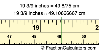 19 3/9 inches to cm