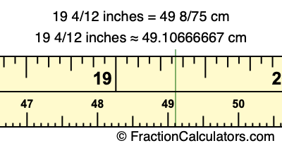19 4/12 inches to cm