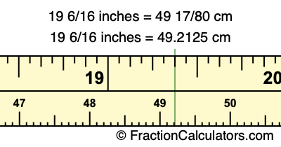 19 6/16 inches to cm
