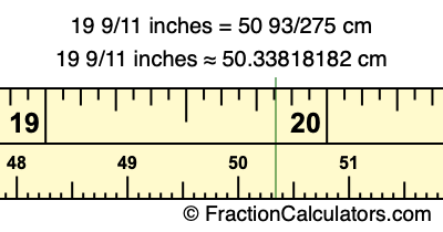 19 9/11 inches to cm