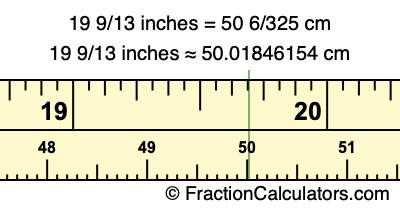 19 9/13 inches to cm