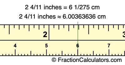 2 4/11 inches to cm
