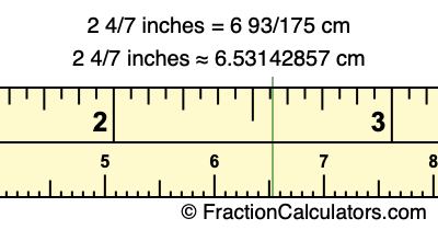2 4/7 inches to cm