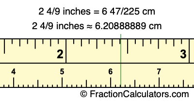 2 4/9 inches to cm