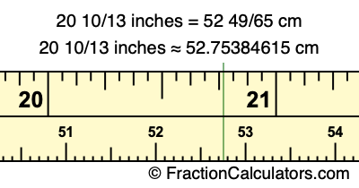 20 10/13 inches to cm