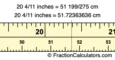 20 4/11 inches to cm