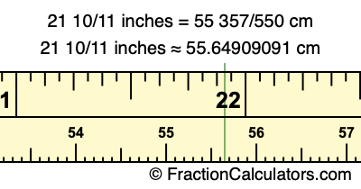 21 10/11 inches to cm