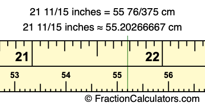 21 11/15 inches to cm
