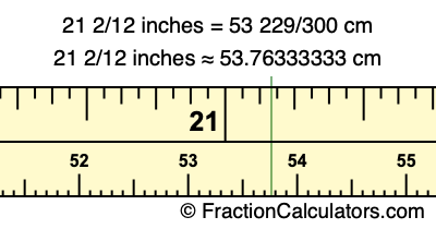 21 2/12 inches to cm