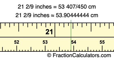 21 2/9 inches to cm