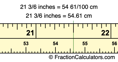 21 3/6 inches to cm