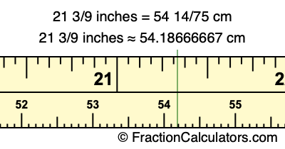 21 3/9 inches to cm