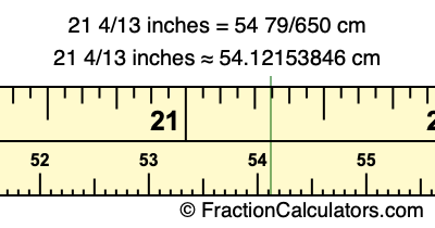 21 4/13 inches to cm