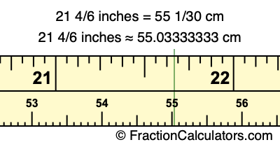 21 4/6 inches to cm