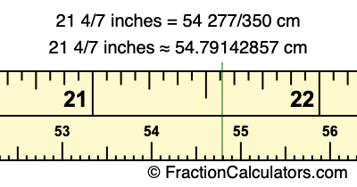 21 4/7 inches to cm