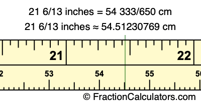 21 6/13 inches to cm
