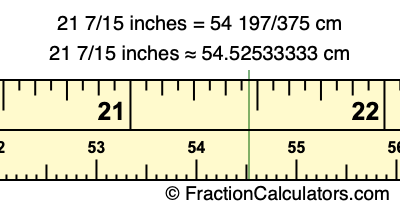21 7/15 inches to cm