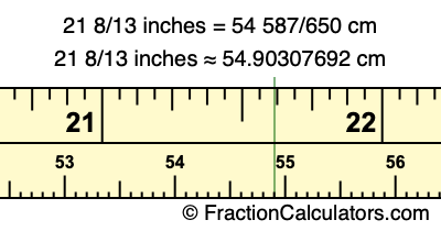 21 8/13 inches to cm