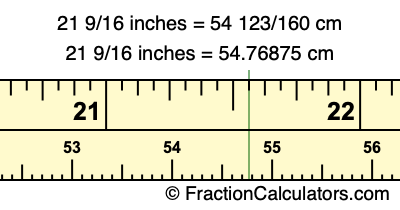 21 9/16 inches to cm