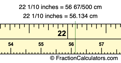 22 1/10 inches to cm