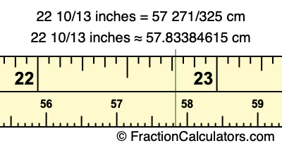 22 10/13 inches to cm