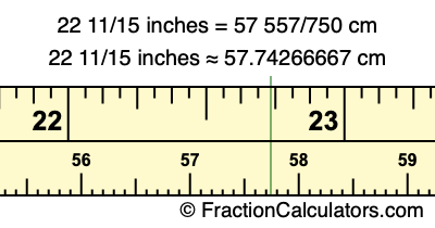 22 11/15 inches to cm