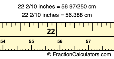 22 2/10 inches to cm