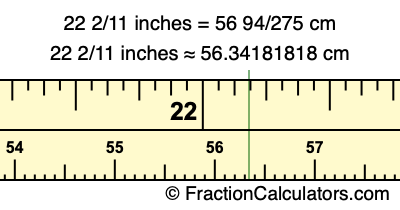 22 2/11 inches to cm
