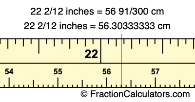 22 2/12 inches to cm