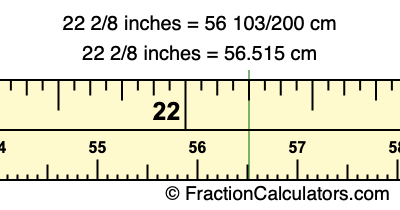 22 2/8 inches to cm