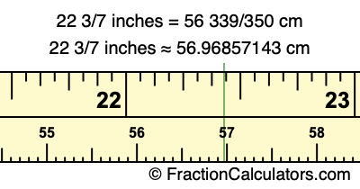 22 3/7 inches to cm