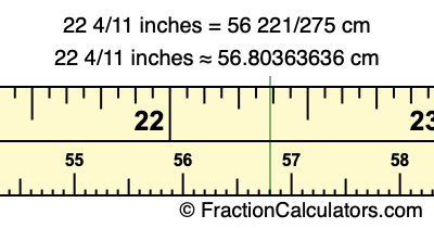 22 4/11 inches to cm