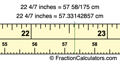 22 4/7 inches to cm