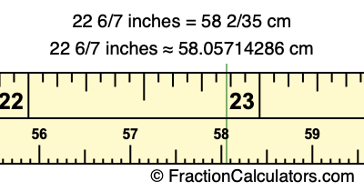 22 6/7 inches to cm