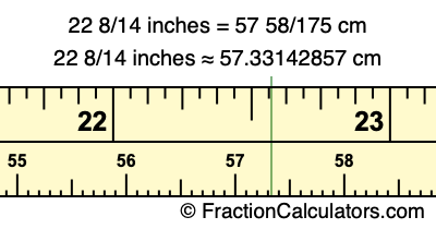 22 8/14 inches to cm