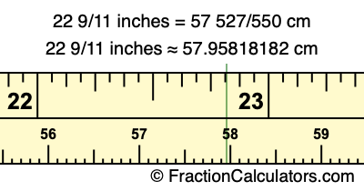 22 9/11 inches to cm
