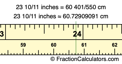 23 10/11 inches to cm