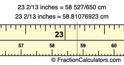 23 2/13 inches to cm