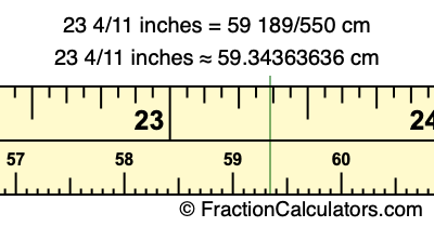 23 4/11 inches to cm