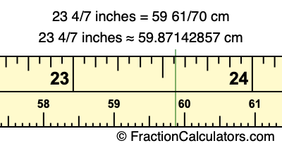 23 4/7 inches to cm