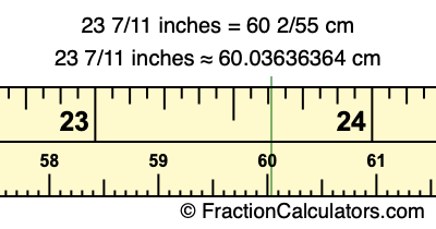 23 7/11 inches to cm