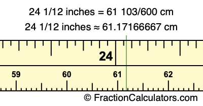24 1/12 inches to cm