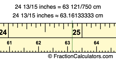 24 13/15 inches to cm