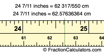 24 7/11 inches to cm