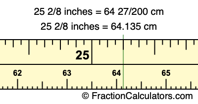 25 2/8 inches to cm