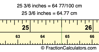 25 3/6 inches to cm
