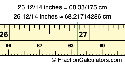 26 12/14 inches to cm