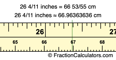 26 4/11 inches to cm