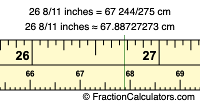26 8/11 inches to cm