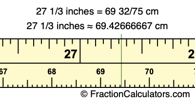 27 1/3 inches to cm